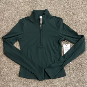 NWT ALO Soft Sculpt Precision 1/4 Zip Long Sleeve Top Size XS Clover Green